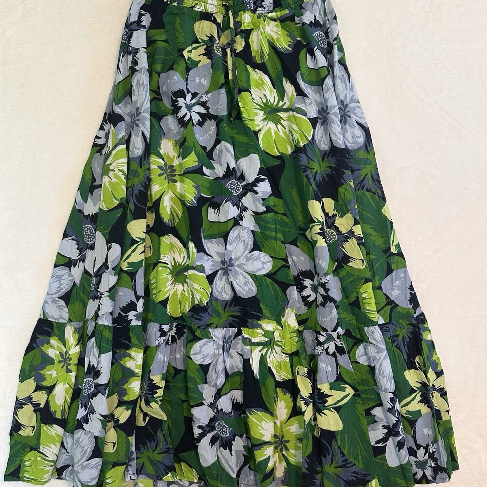 Aerie Women’s S Tropical Floral Maxi Skirt Green Navy NWT Boho Fairy Coquette